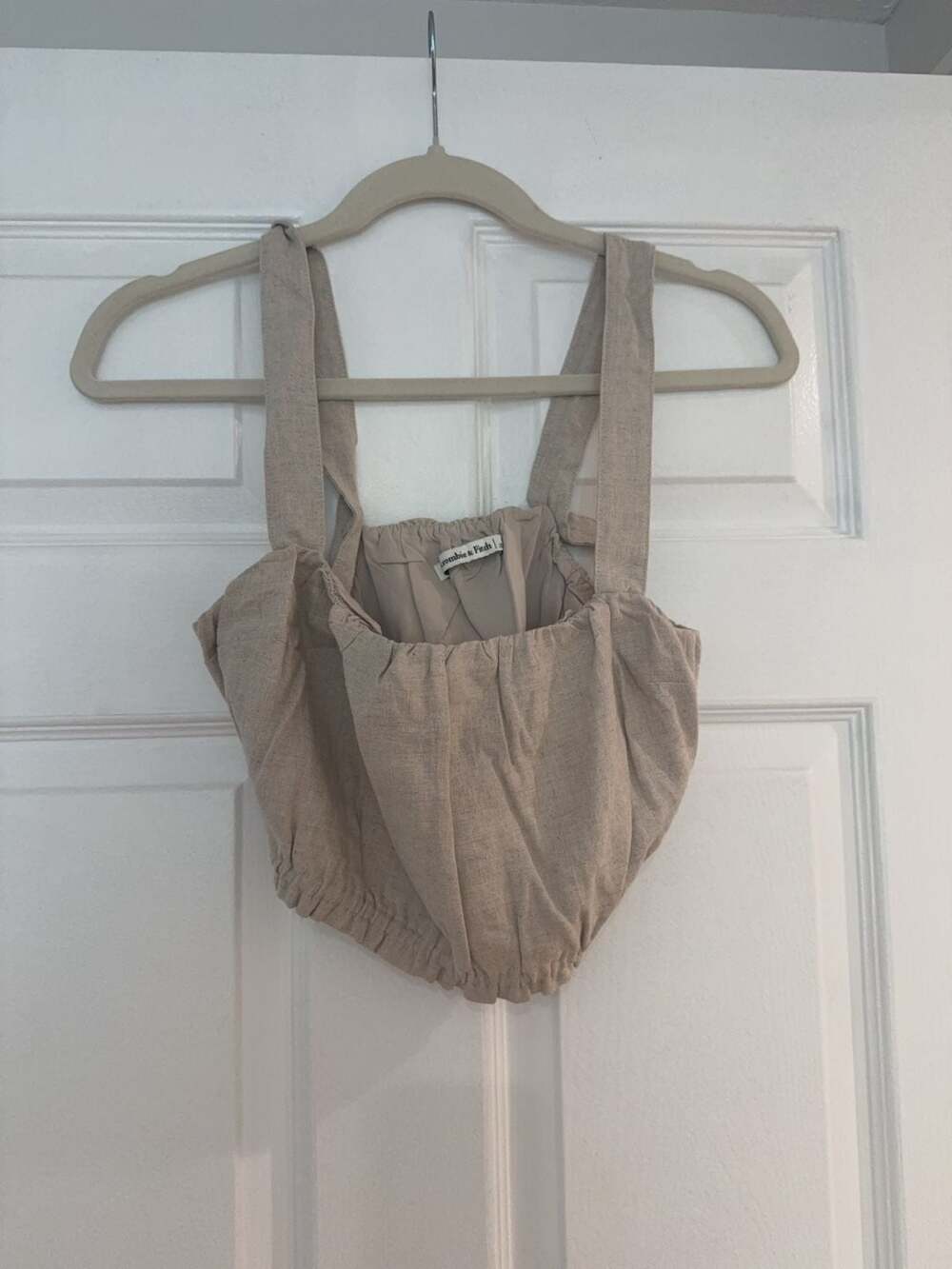 Abercrombie & Fitch Linen Blend Square Neck Crop Top